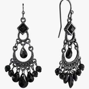 Jet Black Crystal Chandelier Earrings